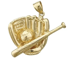 Colgante de guante de béisbol, bate y pelota de oro de 14K - Imagen 1 de 6