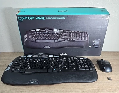 Logitech MK550 Wave Comfort Wireless Combo K350 Keyboard & M510 Mouse Combo USB - Image 1 of 4