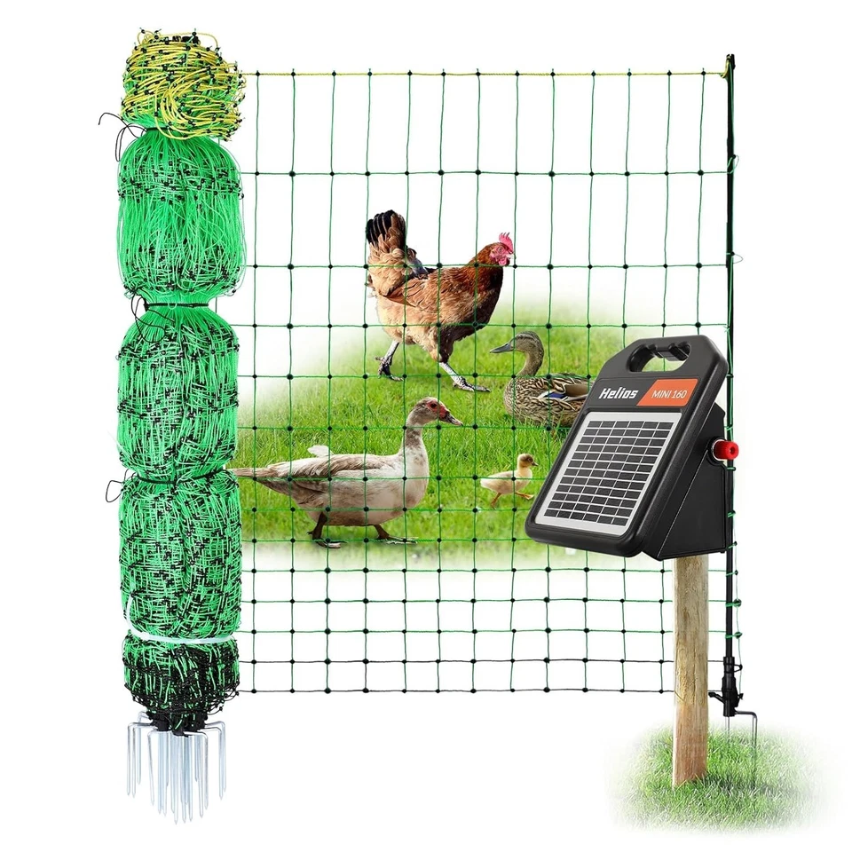 Kit de malla eléctrica para pollo, 48" X 164', valla eléctrica solar para aves de corral Foto 1 de 4