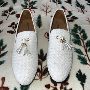 Scarpe Jitai uomo bianche taglia 13 mocassini nappa modello tessuto slip-on - Foto 1 di 8
