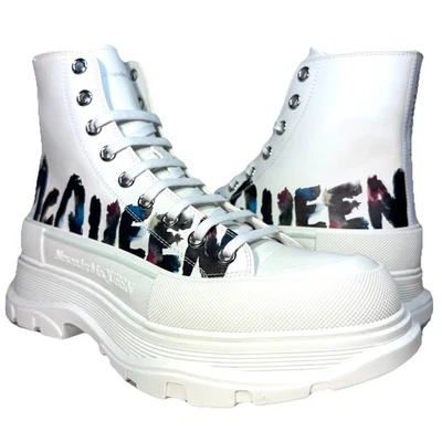 ALEXANDER MCQUEEN Hombres Botas Deportivas Blancas con Logotipo Resbaladizo (Precio de venta sugerido por el fabricante $990) Foto 1 de 4