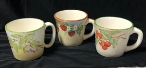 Menge 3 Vintage S. Lewis Obst Kunst Kaffeetassen 3" Kirsche Erdbeere Blätter selten - Bild 1 von 15