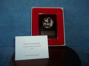 1974 Franklin Mint Holiday Medal- Peace Enduring- Proof Sterling Silver- w/COA - Picture 1 of 5