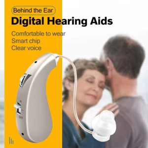 Digital Rechargeable Hearing Aid Adjustable Sound Voice Amplifier Behind Ear - Picture 1 of 11