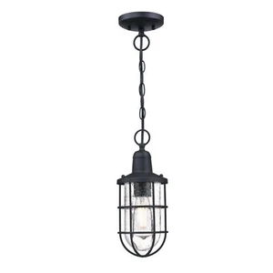 Vintage Pendelleuchte Außen Decken Lampe E27 schwarz Leuchte Landhaus Hängelampe - Bild 1 von 2