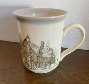 Vintage Biltons Coloroll England embossed coffee tea cup mug village home scene - Picture 1 of 8