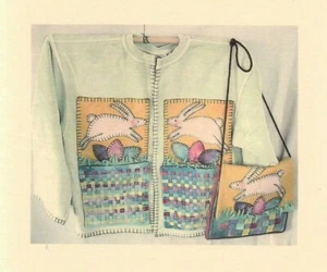 Bunny Sewing Pattern Folk Art Applique Easter bunny Sweatshirt pocketbook - Picture 1 of 2