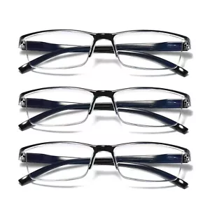 3 Paar Herren rechteckig blau lichtblockierend Lesebrille Federscharnier Leser - Bild 1 von 10