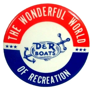 C 1960 Pin Botón El Maravilloso Mundo de la Recreación D&R BOATS NJ Ancla Logo - Imagen 1 de 3