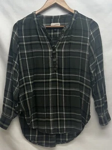 Universal Thread Women's Flannel Blouse Pullover Green Plaid Size X-Small - Picture 1 of 4