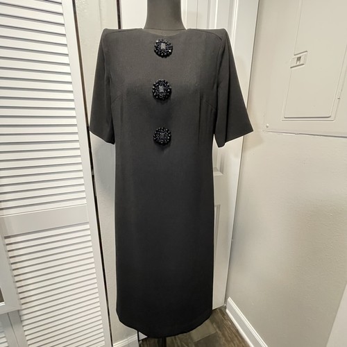 Abito anteriore con perline Tory Burch nero a maniche corte $525 + NUOVO taglia 4