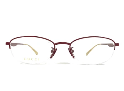 Gucci Eyeglasses Frames GG0339OJ 004 Titanium Red Oval Half Rim 53-19-140 - Image 1 of 4
