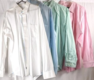 MINE brand 4 Solid pastel Shirts LOT EUC contrast cuff XXL pink green blue white - Picture 1 of 10