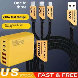 120W Fast Type C Wall Charger , 5-In-1 Fast Cable For Motorola Moto G 2025/2024 - Picture 1 of 35