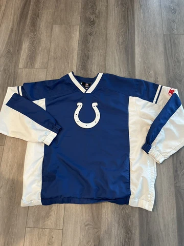 NFL Team Apparel Mens Jacket Sz 2XL Indianapolis Colts Blue Pullover Windbreaker Cover