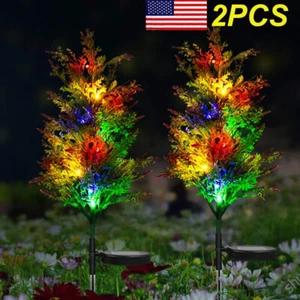 2PCS LED Christmas Tree Solar Lights Stake Lamp Path Garden Outdoor Xmas Decor - Picture 1 of 19