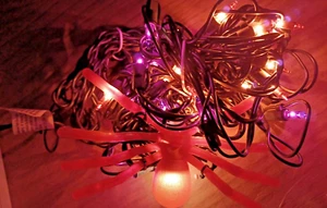 Halloween Spinnennetz Lichter 35 Lichter Neu im Karton 3 Fuß schwarz orange lila gruselig - Bild 1 von 7