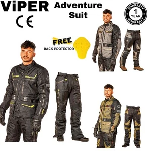 ViPER ADVENTURE SUIT JACKET TROUSER MOTORCYCLE BIKE WATERPROOF TEXTILE CE ARMOUR - Picture 1 of 28