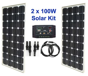 2x 100W Solar Panel Kit panneau solaire charge controller régulateur RV Special - Bild 1 von 6