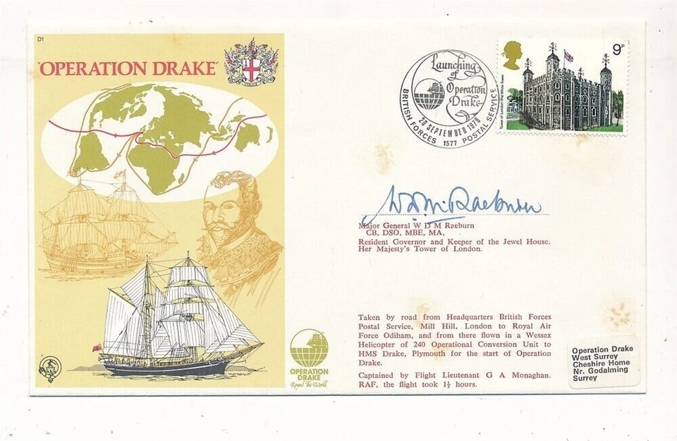 D350604 Great Britain Cover Operation Drake 1978 Sailing Ships - Signed - Image 1 of 1