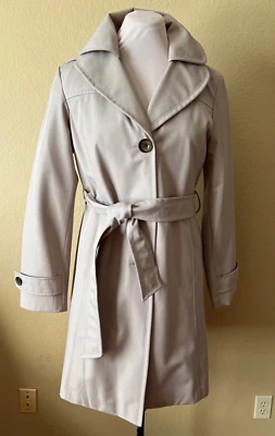 ELLEN TRACY Belted  Trench Coat  w Detachable Hood NWT -- Color Latte - Image 1 of 4