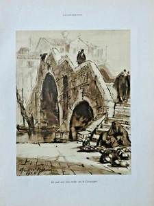 PHOTOGRAVURE DE PRESSE 1926 VENISE LE PONT AUX TROIS ARCHES SUR LE CANAREGGIO - Imagen 1 de 2