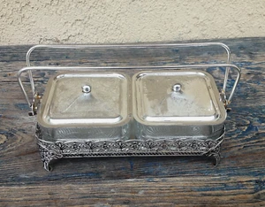 GEWÜRZ RELISH SNACK NÜSSE TABLETT GLAS METALL & GLAS DOPPELVOGEL INDUSTRIELL JAPAN - Bild 1 von 12