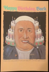 Seymour Chwast Lithograph 1987 Happy Birthday Bach Poster Push Pin Studio  - Picture 1 of 1