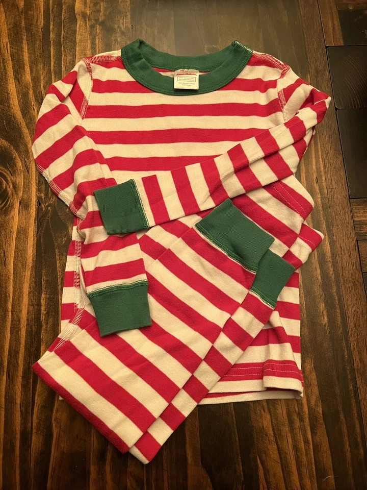 Hanna Andersson Pj Set Stripe Red White Green Stripe 100 4 Holiday - Image 1 of 1