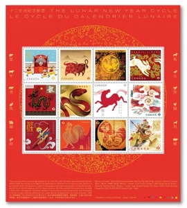 Hoja de recuerdo RETROSPECTIVA de 12 = CICLO DEL AÑO LUNAR CHINO Canadá 2021 - Imagen 1 de 1