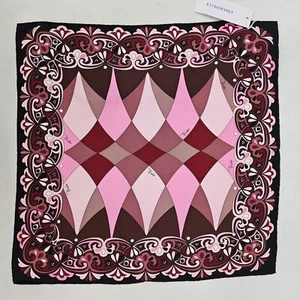 New Emilio Pucci Silk Pocket Square Brown Pink Black Swirl 16 x 16 - Picture 1 of 6