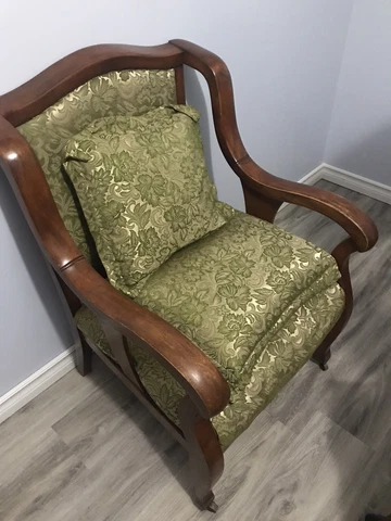 Green antique solid wood armchair with cushions Cover