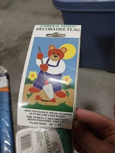 Vintage 1996 Decorative Flag Garden Teddy 28x44" - Picture 1 of 3