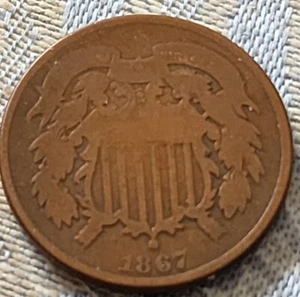 1867 2-CENT PIECE - AG ABOUT GOOD - Picture 1 of 2