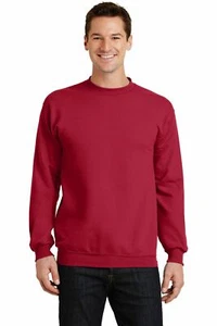 Port & Company Men's Long Sleeve Rib Knit Collar Crewneck Sweatshirt PC78 - Picture 1 of 57