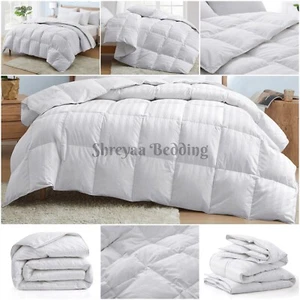 Excelente edredón alternativo de plumón de ganso ultra suave doble talla XL rayas blancas - Imagen 1 de 17