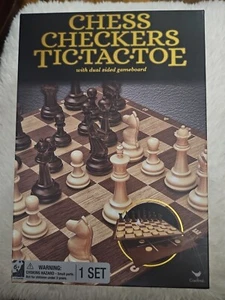 Chess Checkers And Tic-Tac-Toe With Dual Sided Gameboard - Picture 1 of 11