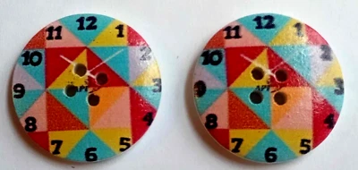 2 Clockface Sewing Buttons Crafting Wood 4 Hole 1 1/8"  - Image 1 of 2