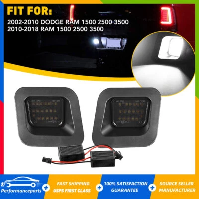 LED Rear License Plate Lights For 2003-2018 Dodge Ram 1500 2500 3500 SMOKED LENS - Изображение 1 из 4
