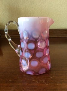 VINTAGE CRANBERRY FARBE MINIATURBILD OPALISIEREND KLEINER KRUG - Bild 1 von 6