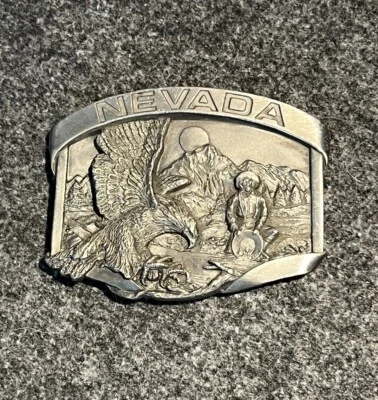 Hebilla de cinturón vintage Nevada peltre 3d Siskiyou Belt Co 1986 unisex Foto 1 de 4