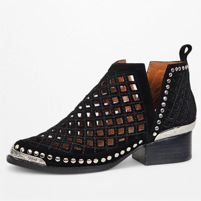 Jeffrey Campbell Cromwell Corte Negro Gamuza Western Botines Botines EE. UU. 5 Foto 1 de 4
