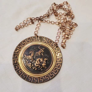 ⭐️ Ausgefallener DDR-Kupferschmuck – Statement-Kette mit römischem Streitwagen – - Bild 1 von 3