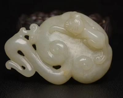 认证清朝天然海天玉手工雕刻鲁义猴子雕像11219 — 第 1/4 张图片