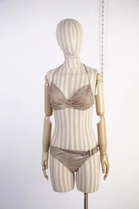 Roberto Cavalli Women’s Swimsuit 2pc Bikini Size 46 Twisted Top Reptile Print - Picture 1 of 17