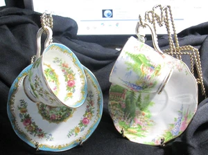 Set Of 8 Piece Tea Cup and Saucer Display Metal Stand Holder For Cup & Saucer - Picture 1 of 3
