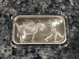 SilverTowne Prospector & Donkey 1oz .999 Fine Silber Bar EXTREM SELTEN - Bild 1 von 2