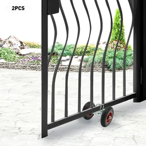 2PCS Gate Rollers 8'' Heavy-Duty Rubber Wheel Double-U Bolts Gate Rollers New - Picture 1 of 23