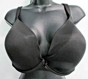 NEW 42G CACIQUE Push Up Plunge Bra Underwire Padded Adjust Strap BLACK - Picture 1 of 5