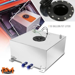 15 Gallon Lightweight Aluminum Chrome Fuel Cell/Gas Tank+Level Sender Black Cap - Picture 1 of 5
